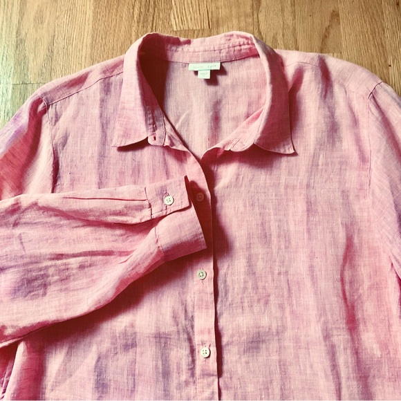 J. Jill Love Linen Pink ⭐️ tank and button up shirt combo ⭐️ size L - Picture 6 of 8